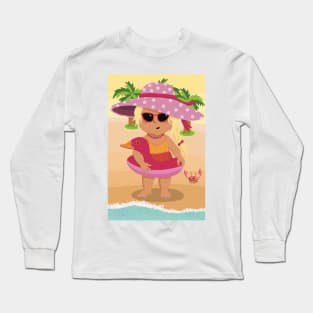 Vacation mood on - cute little girl having a sunny happy day on the beach, saturated ,no text Long Sleeve T-Shirt